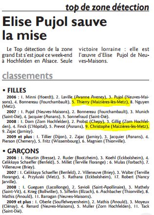 2016-03-29 - RL du 29-03-2016-pages Sport -Résultats du Top de Zone