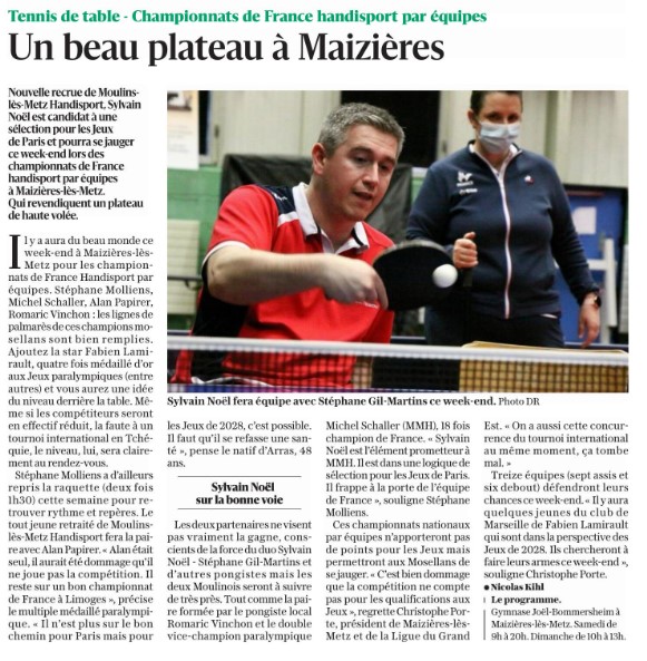 Le Républicain Lorrain présente les Championnats de France Handisport